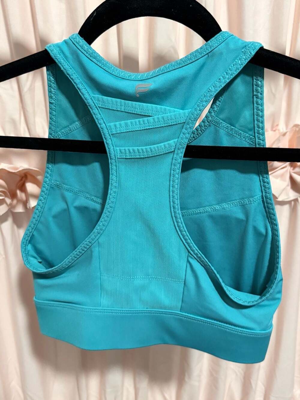 Fabletics Trinity High Impact Mesh Back Sports Bra Teal Blue